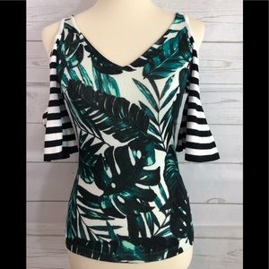 Boston Proper Palm print striped sweater